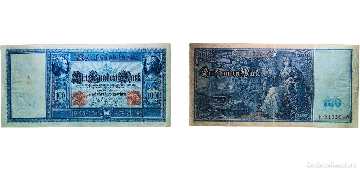 Billetes extranjeros: Germany 1910 100 Mark (Reichsbanknote; red seals) Paper XF P 35 P 38 P 42