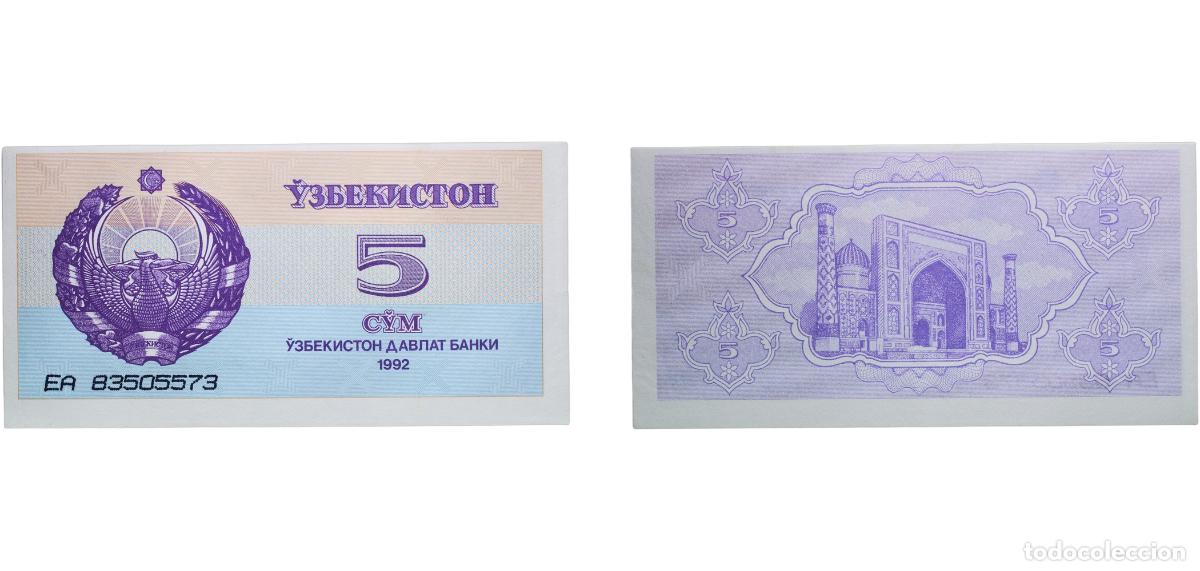 Billetes extranjeros: Uzbekistan Republic 1992 5 Soʻm Paper UNC P 63