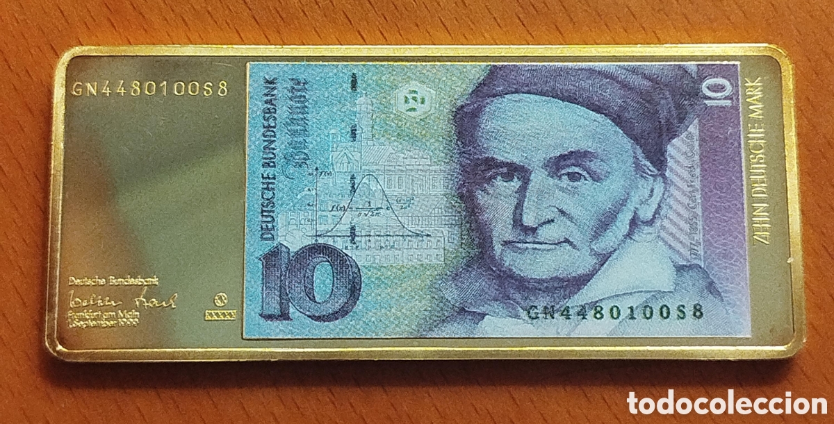 Billetes extranjeros: Lingote Conmemorativo Billete 10 Marcos Alemanes &ndash; Ba&ntilde;ado en Oro de 24K