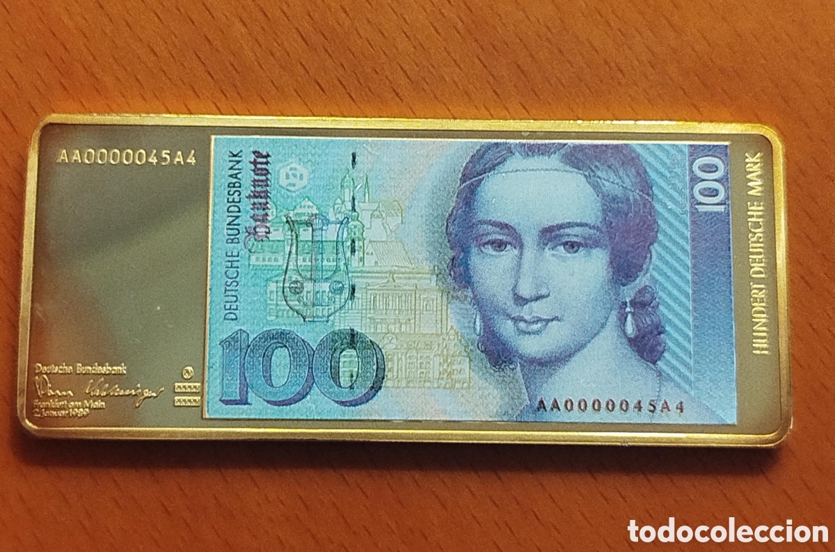 Billetes extranjeros: Lingote Conmemorativo Billete 100 Marcos Alemanes &ndash; Ba&ntilde;ado en Oro de 24K