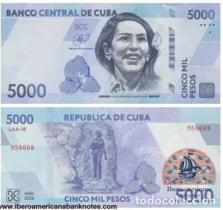 Billetes extranjeros: Billete 5000 pesos Cuba 2026 UNC
