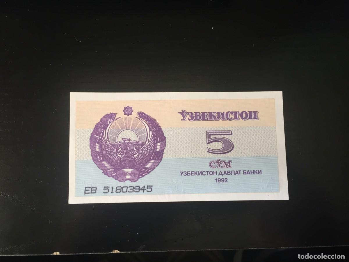 Billetes extranjeros: BILLETE DE 5 CYM SC DE UZBEKIST&Aacute;N A&Ntilde;O 1992- EL DE LAS FOTOS VER TODOS MIS LOTES DE BILLETES