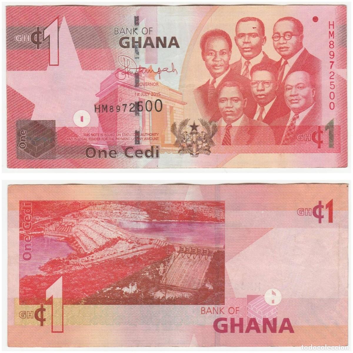 International Banknotes: GHANA 1 CEDI 2015 Pick 37f n/s HM8972500 CIRCULADO (el de la foto)
