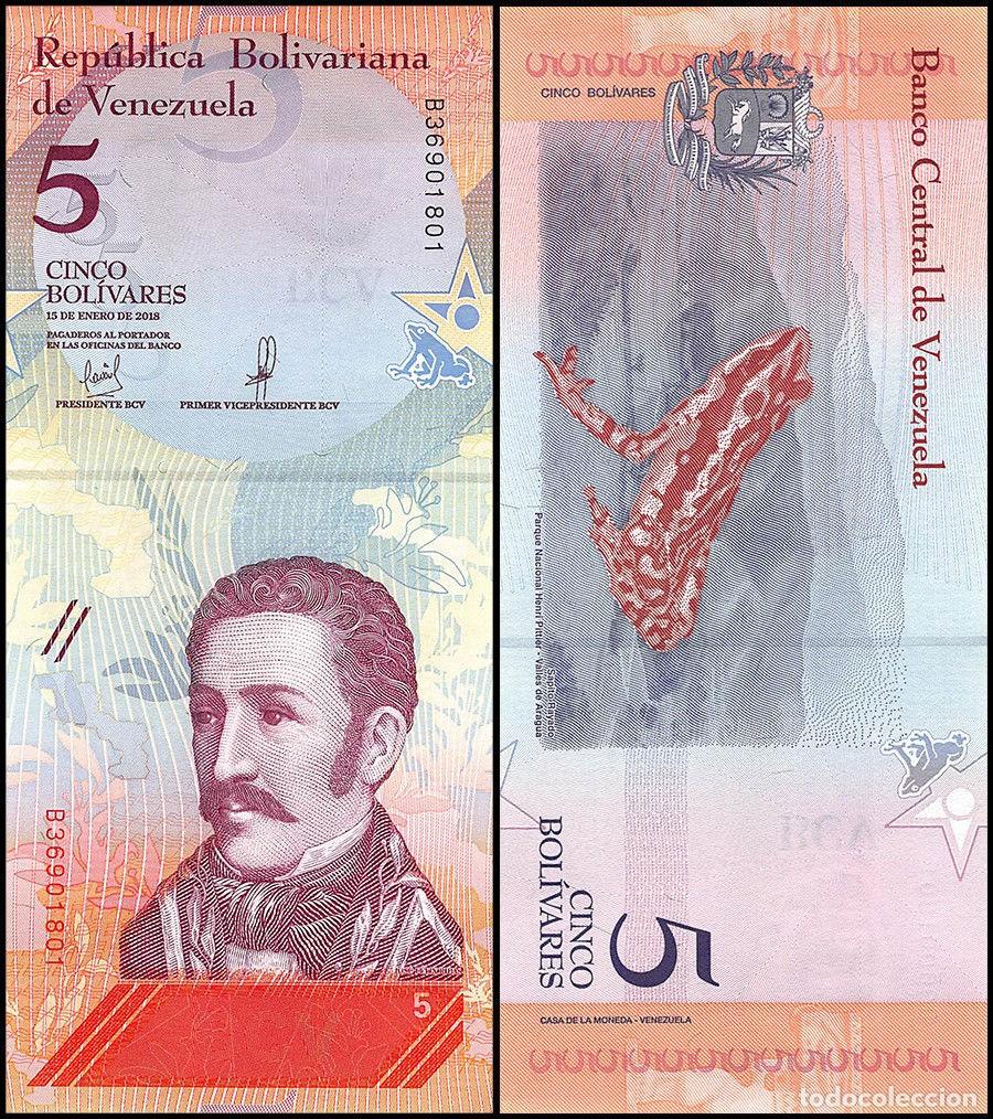 Billetes extranjeros: Venezuela 5 Bol&iacute;vares 2018 Sin Circular