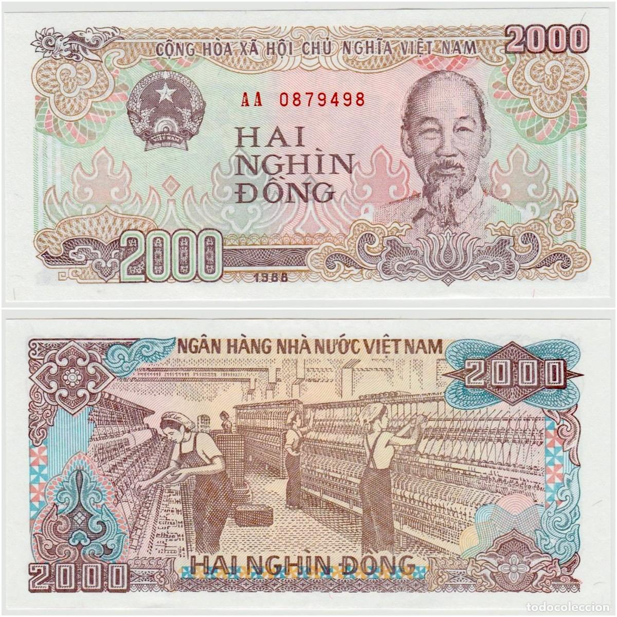 Billetes extranjeros: Vietnam 2000 Dong 1988 Sin Circular