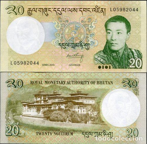Billetes extranjeros: Bhutan 20 Ngultrum 2013 Sin Circular