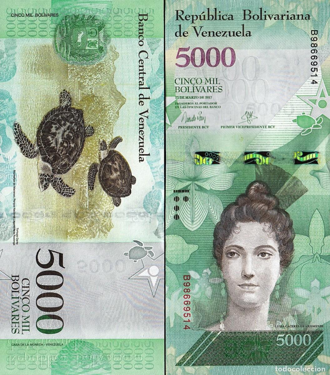 Billetes extranjeros: Venezuela 5000 Bol&iacute;vares 2017 Sin Circular