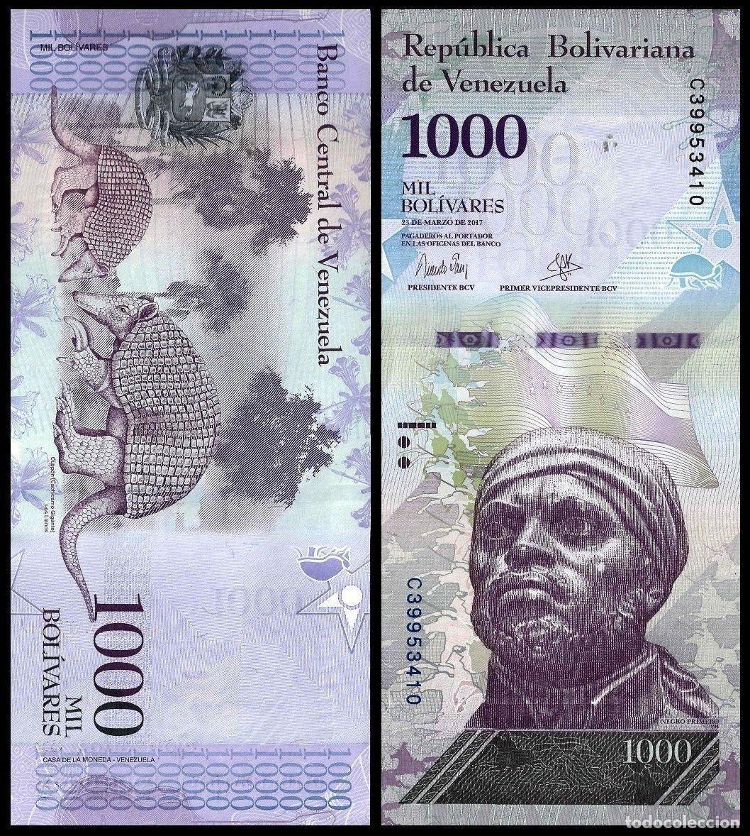 Billetes extranjeros: Venezuela 1000 Bol&iacute;vares 2017 Sin Circular