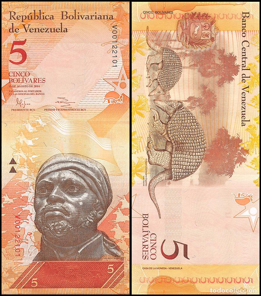 Billetes extranjeros: Venezuela 5 Bol&iacute;vares 2014 Sin Circular
