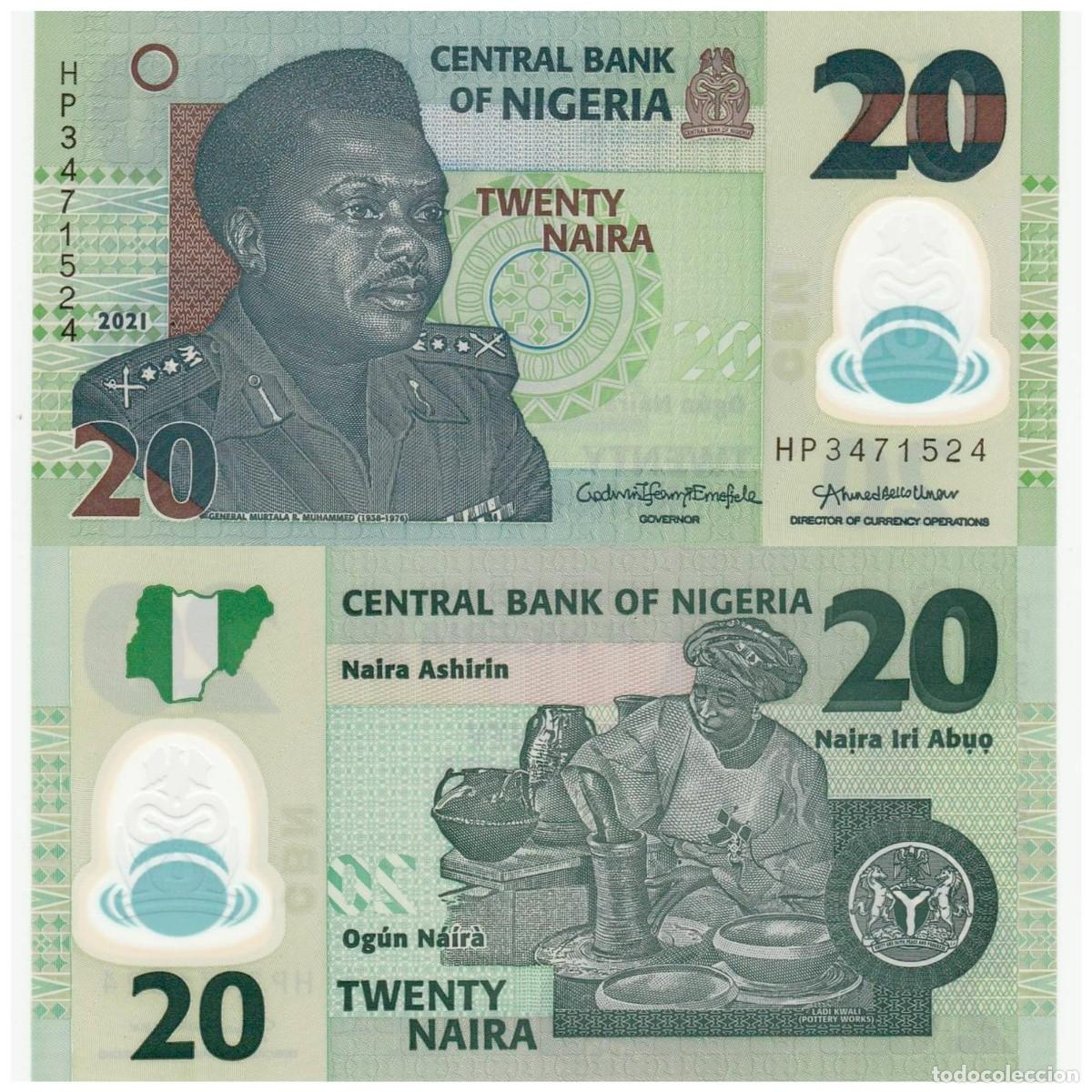 Billetes extranjeros: Nigeria 20 Naira 2021 Pol&iacute;mero Sin Circular