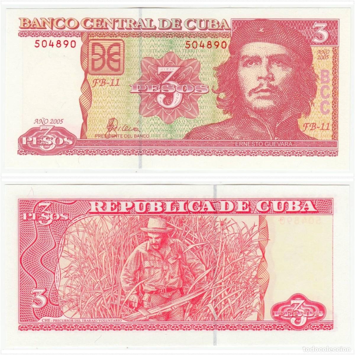 Billetes extranjeros: Cuba 3 Pesos 2005 Sin Circular