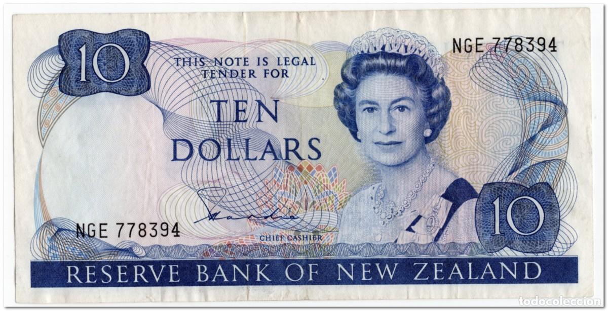 Billetes extranjeros: NEW ZEALAND,10 DOLLARS,1981-85,P.172a,VF,MINI TEAR