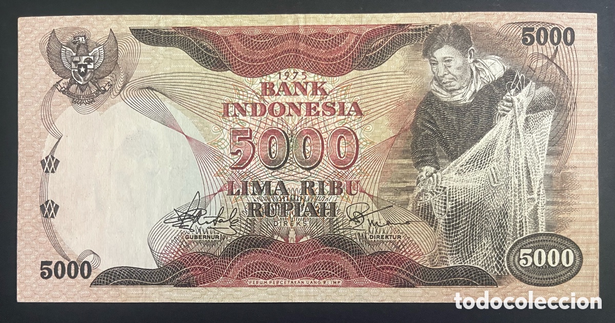Billetes extranjeros: CMC INDONESIA 5000 RUPIAS 1975 PICK 114 EBC