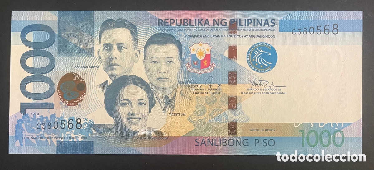 Billetes extranjeros: CMC FILIPINAS (PHILIPPINES) 1000 PISO 2010 PICK 211-A SC