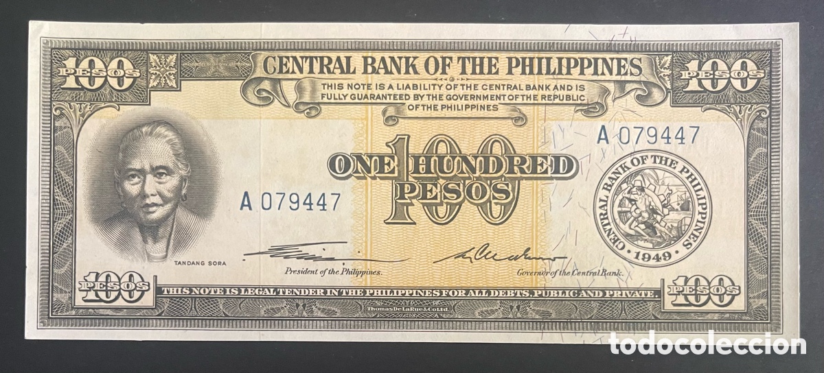 Billetes extranjeros: CMC FILIPINAS (PHILIPPINES) 100 PESOS 1949 PICK 139 SC-