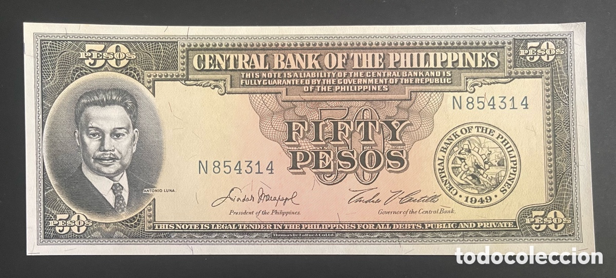 Billetes extranjeros: CMC FILIPINAS (PHILIPPINES) 50 PESOS 1949 PICK 138-D SC-