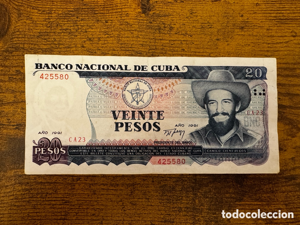 Billetes extranjeros: Billete de 20 pesos de 1991. Cuba. Circulado