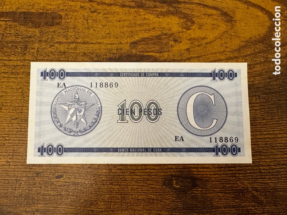 Billetes extranjeros: Certificado de divisas de 100 pesos. Cuba. SC