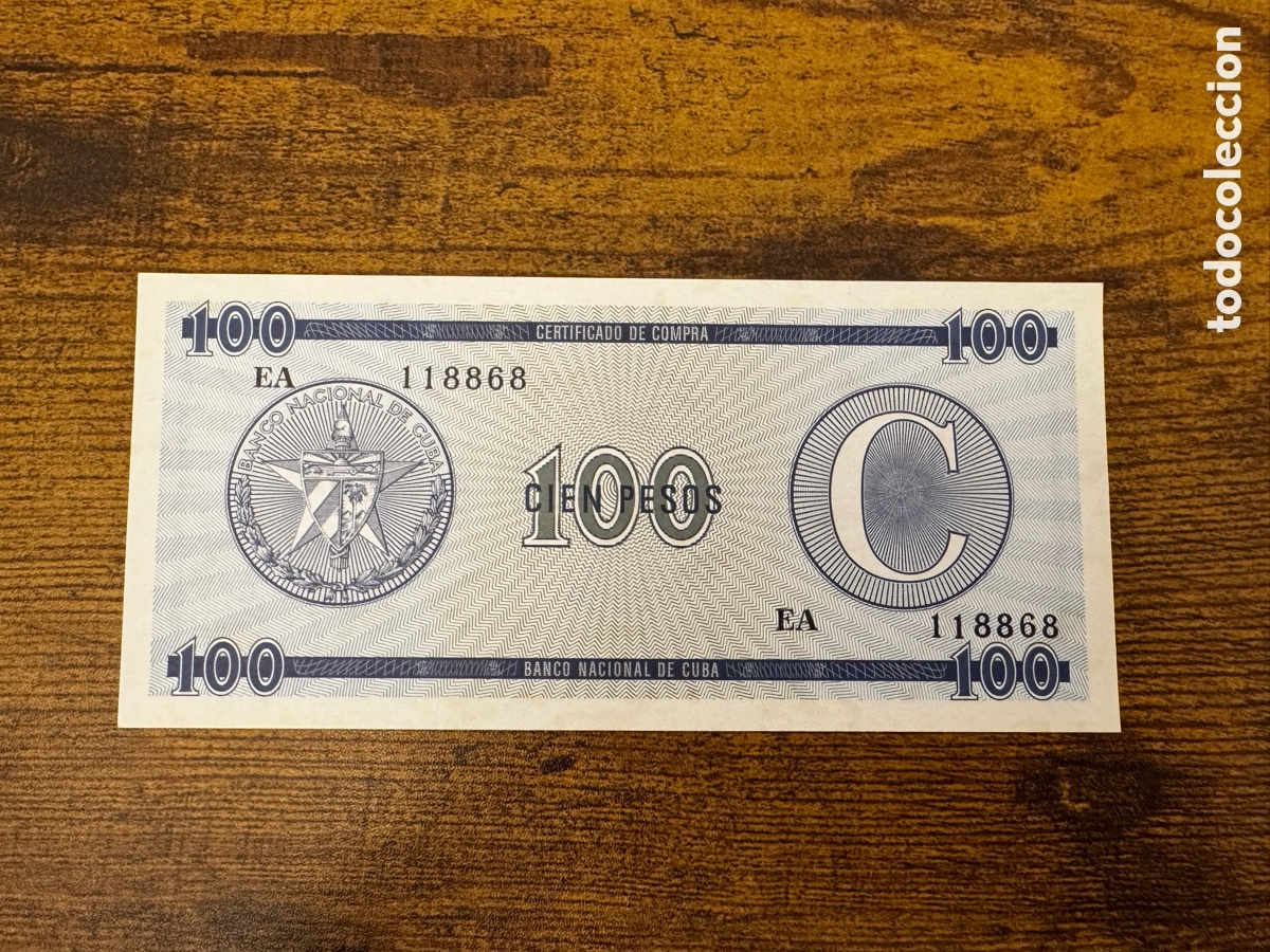 Billetes extranjeros: Certificado de divisas de 100 pesos. Cuba. SC