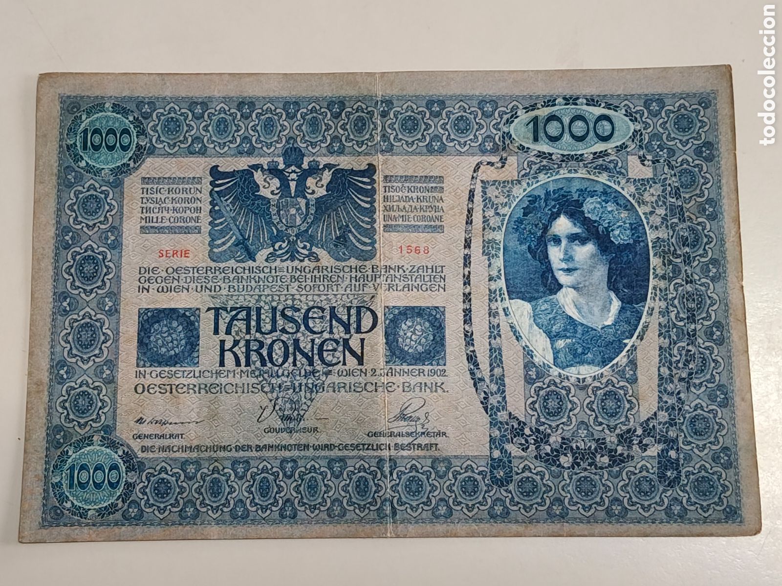 Billetes extranjeros: Billete 1000 coronas Austria a&ntilde;o 1902 tausend kronen