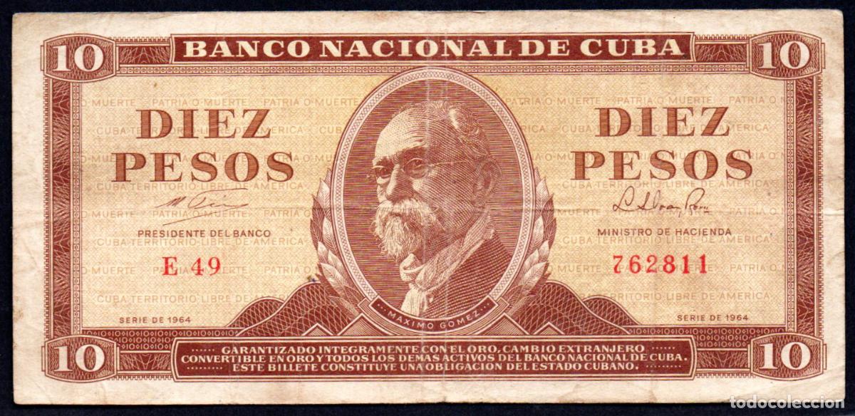 Billetes extranjeros: CUBA - 10 PESOS 1964