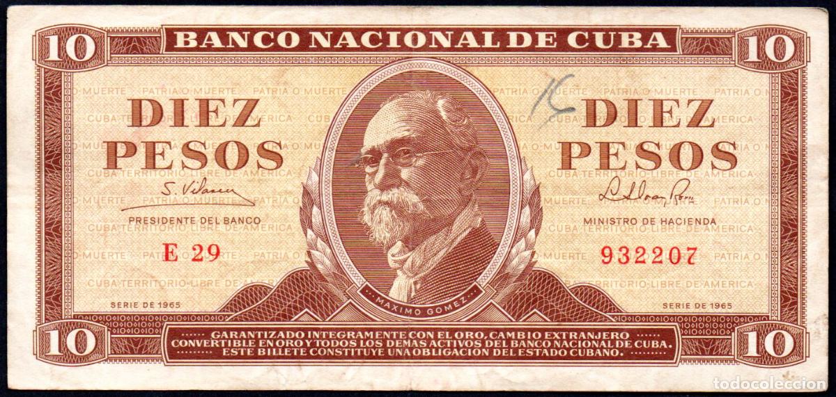 Billetes extranjeros: CUBA - 10 PESOS 1965