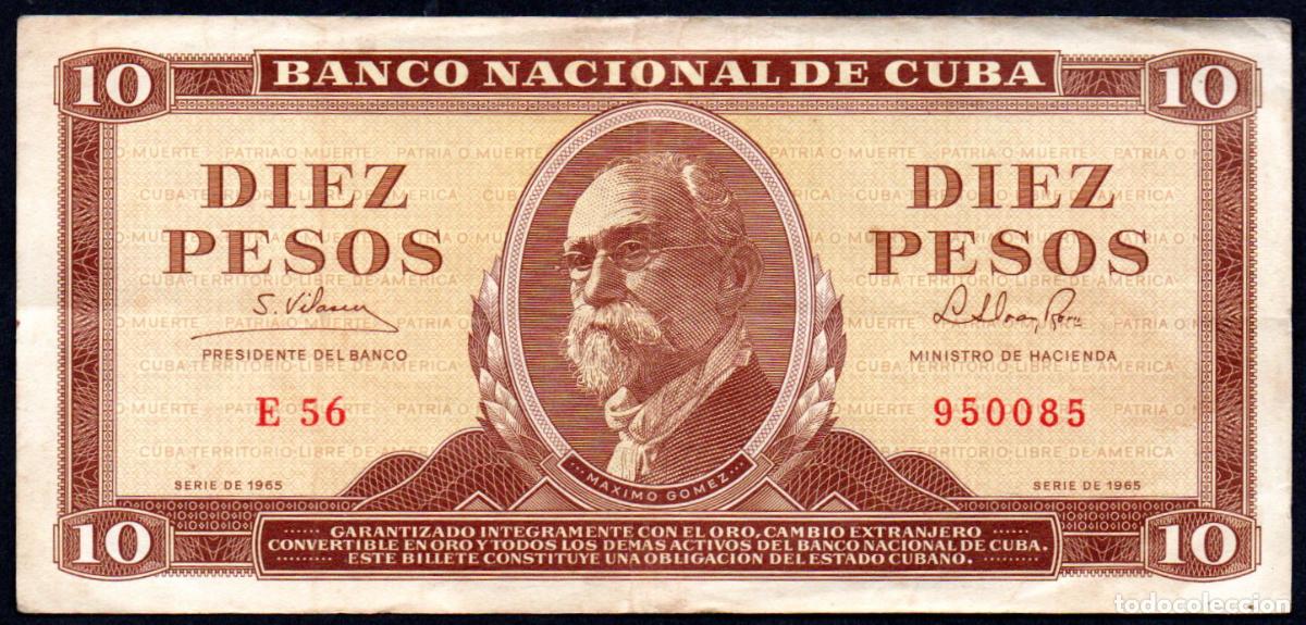Billetes extranjeros: CUBA - 10 PESOS 1965