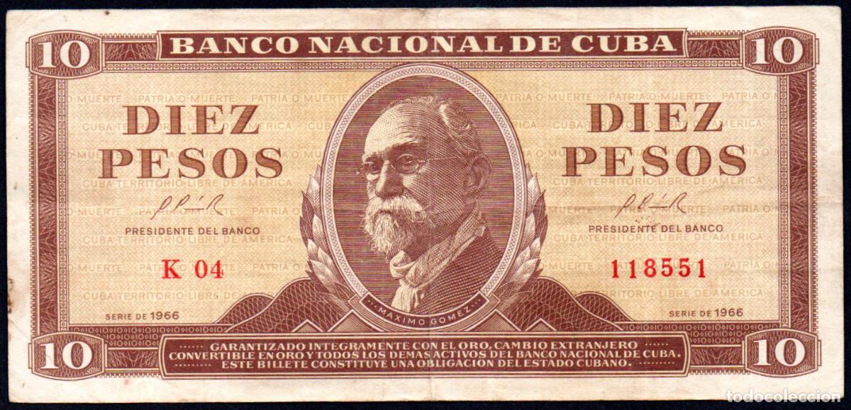 Billetes extranjeros: CUBA - 10 PESOS 1966