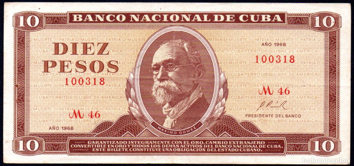 Billetes extranjeros: CUBA - 10 PESOS 1968