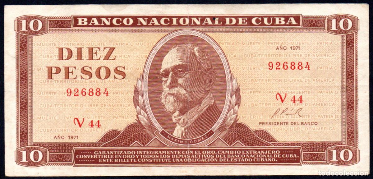 Billetes extranjeros: CUBA - 10 PESOS 1971