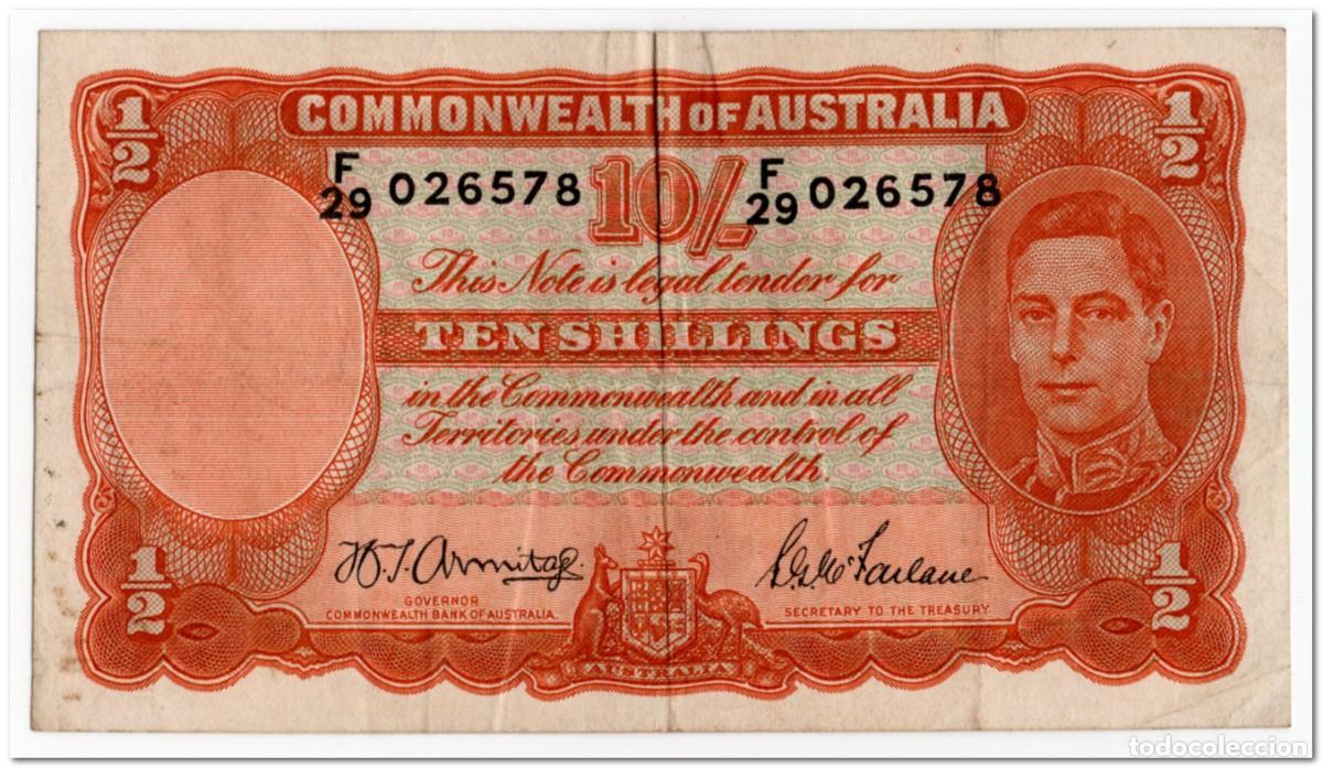 Billetes extranjeros: AUSTRALIA,10 SHILLINGS,1942,P.25b,VF