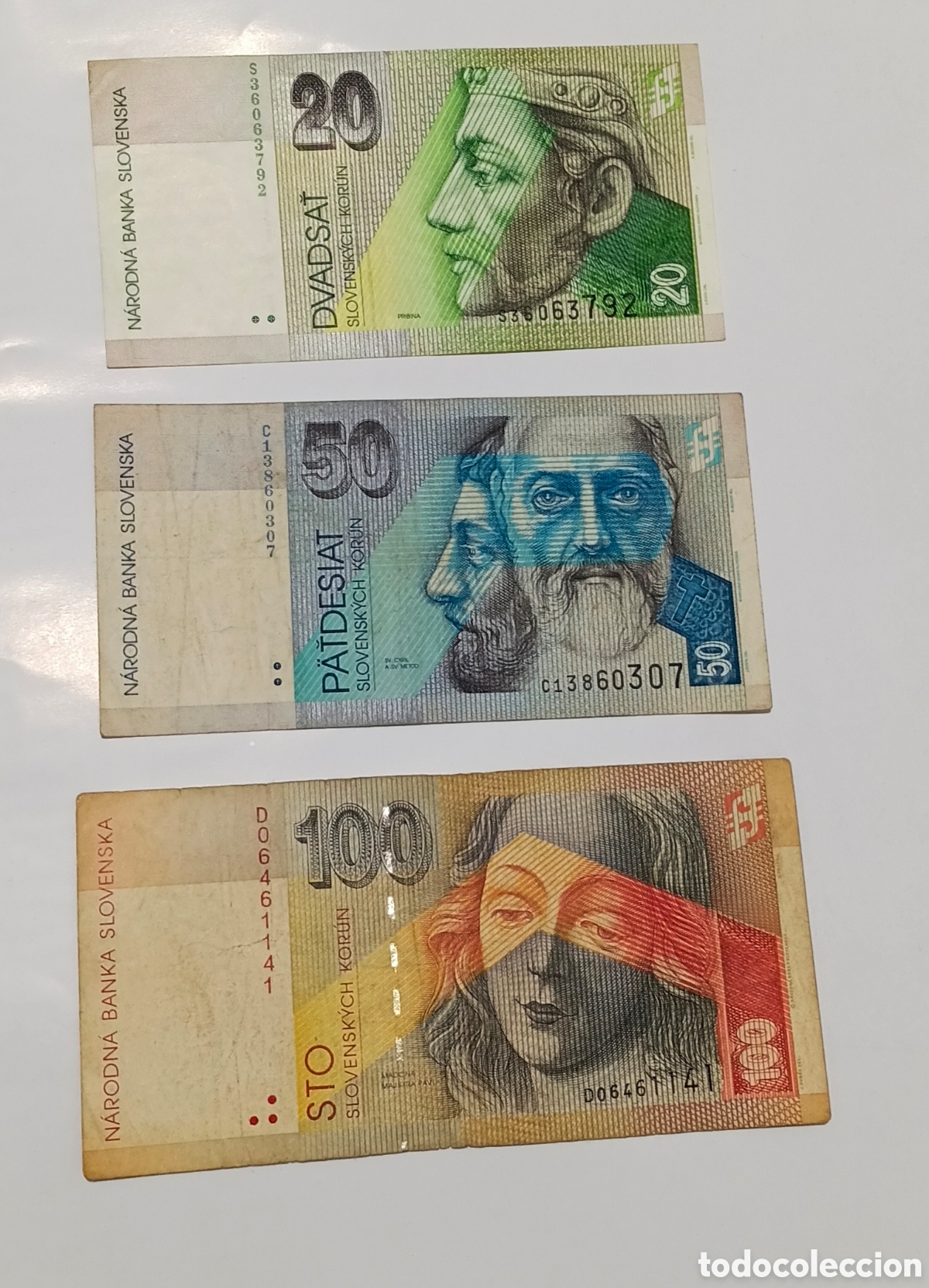 Billetes extranjeros: Set 3 billetes Eslovaquia originales %