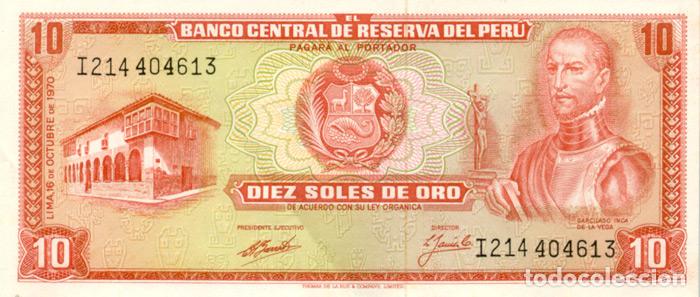 Billetes extranjeros: 10 SOLES DE ORO, 16 DE OCTUBRE DE 1970, PERU, SIN CIRCULAR UNC