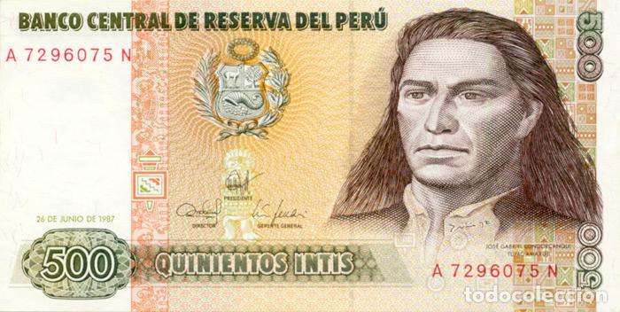 Billetes extranjeros: 500 INTIS, 26 DE JUNIO DE 1987, PERU, SIN CIRCULAR UNC