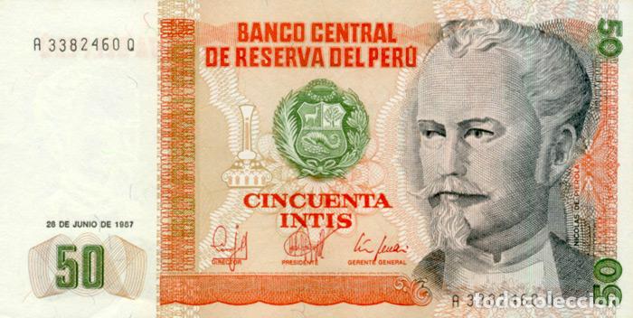 Billetes extranjeros: 50 INTIS, 26 DE JUNIO DE 1987, PERU, SIN CIRCULAR UNC