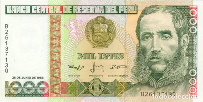 Billetes extranjeros: 1000 INTIS, 28 DE JUNIO DE 1988, PERU, SIN CIRCULAR UNC