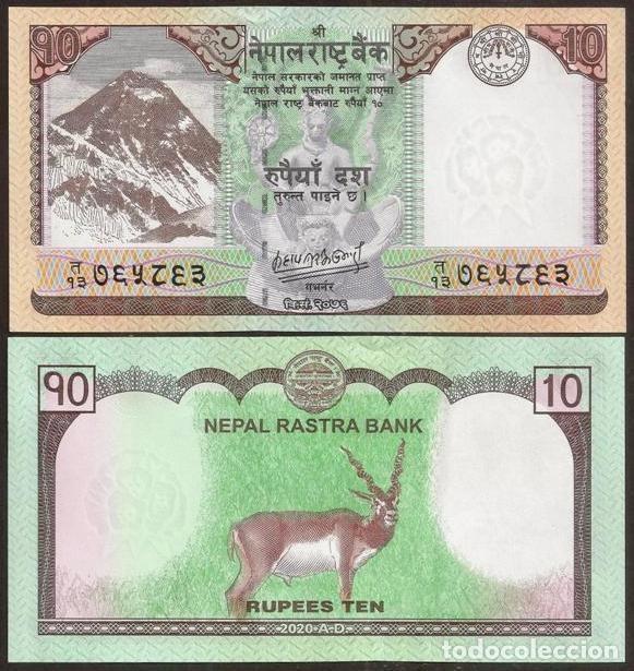 Billetes extranjeros: NEPAL. 10 rupees (2020). S/C. Fauna. Cervicabra. Ver firma.
