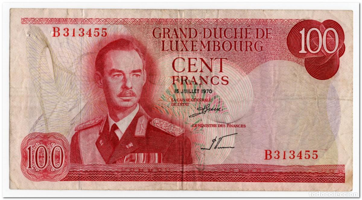Billetes extranjeros: LUXEMBOURG,100 FRANCS,1970,P.56,FINE