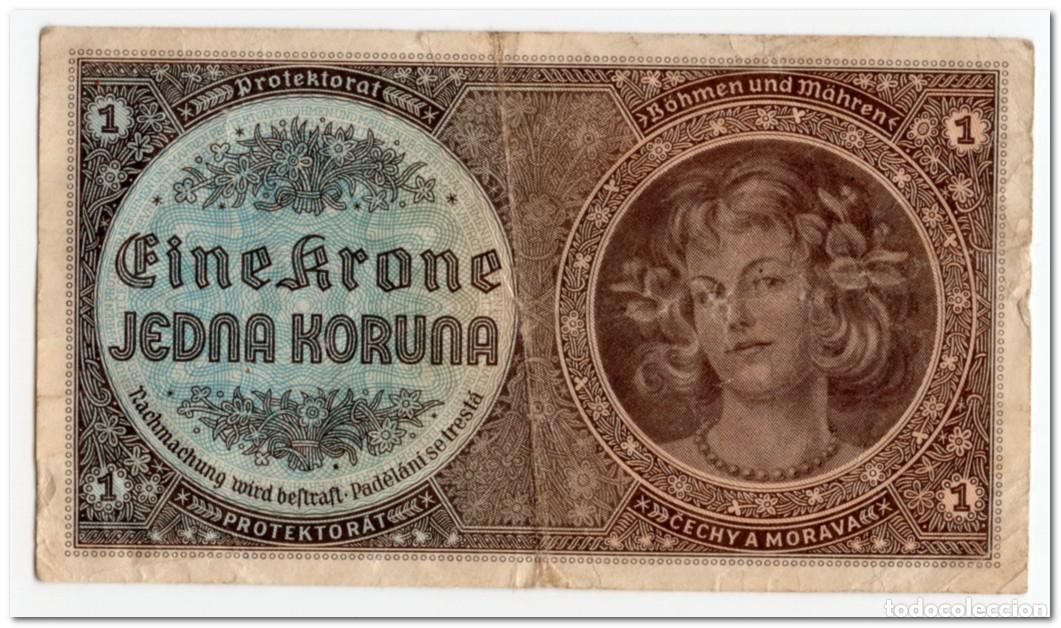 Billetes extranjeros: BOHEMIA AND MORAVIA,1 KORUNA,1940,P.3,FINE