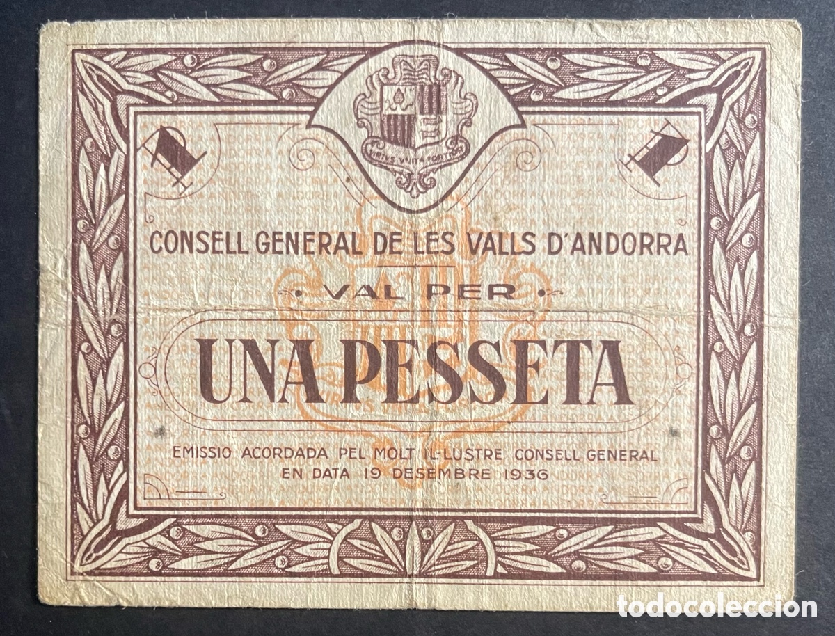 Billetes extranjeros: CMC ANDORRA 1 PESETA 1936 PICK 6 BC