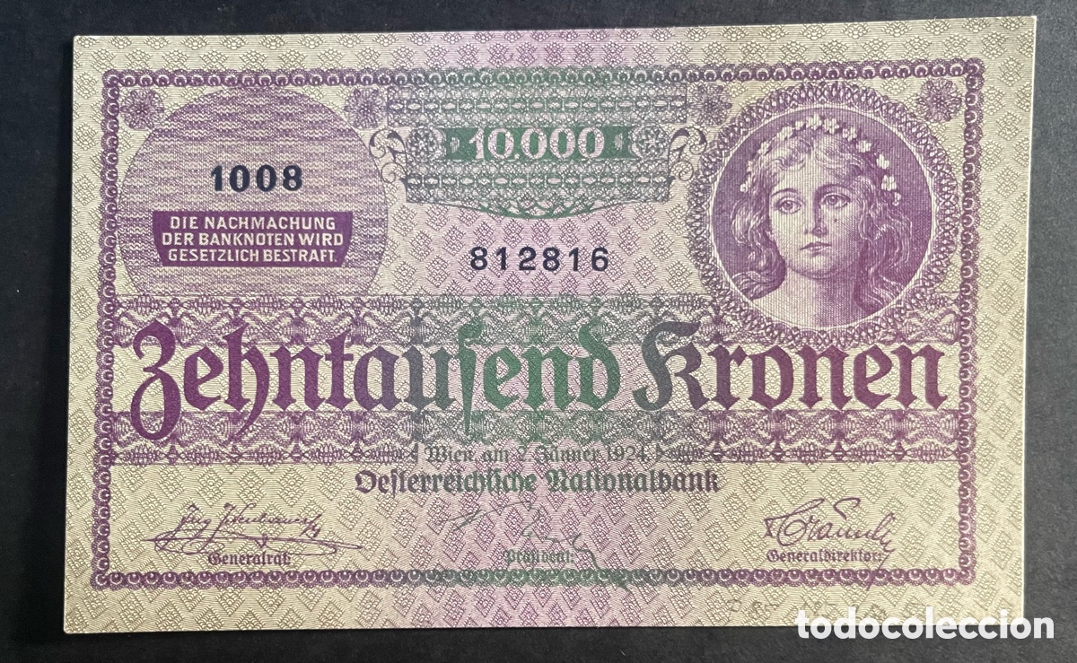Billetes extranjeros: CMC AUSTRIA 10000 CORONAS 1924 PICK 85 SC