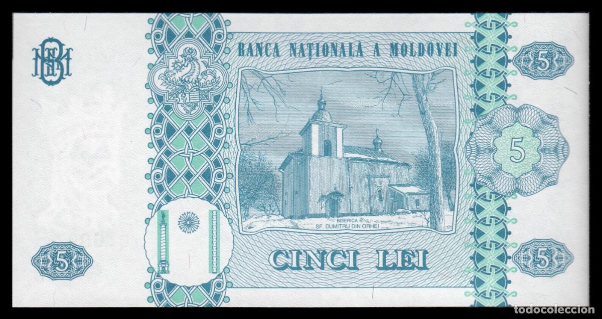 Billetes extranjeros: Moldavia 5 Lei 2009 Pick 9f Unc - Foto 3