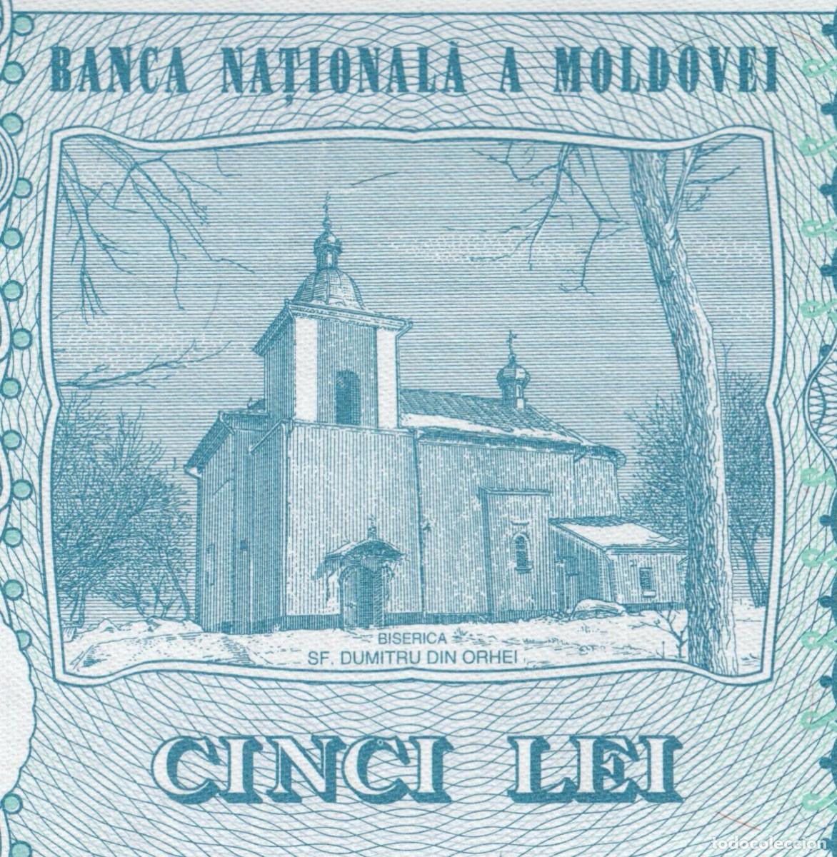 Billetes extranjeros: Moldavia 5 Lei 2009 Pick 9f Unc - Foto 5