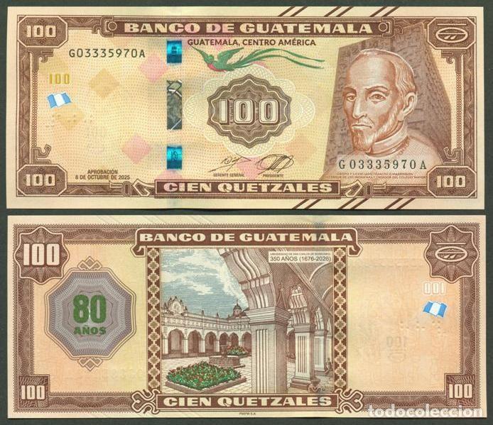 Billetes extranjeros: GUATEMALA. 100 quetzales 08.10. 2025. S/C.