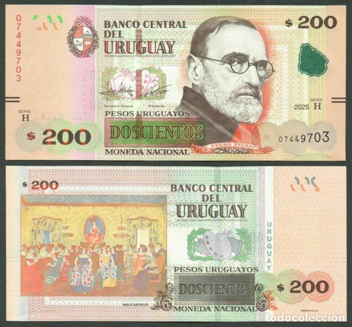 Billetes extranjeros: URUGUAY. 200 pesos uruguayos 2025. S/C. Serie H. Ver firmas.