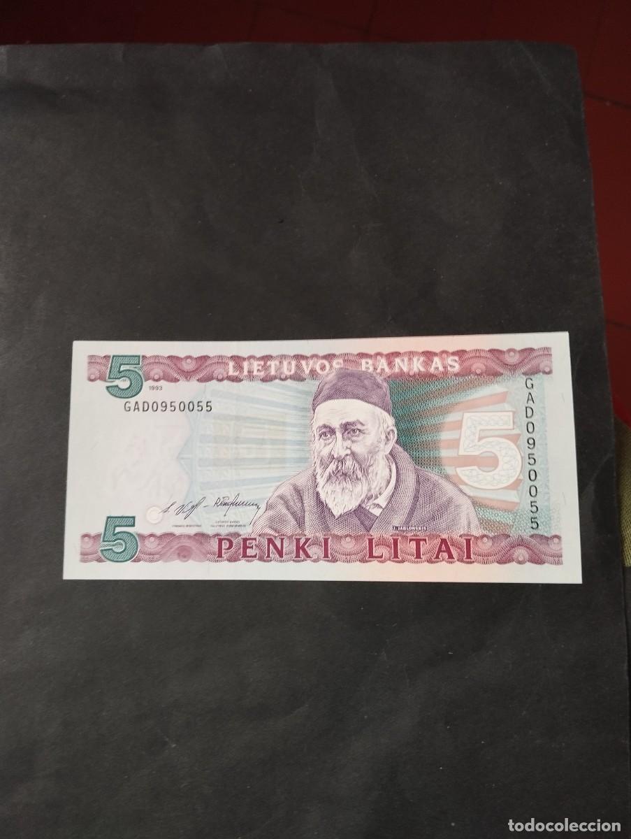 Billetes extranjeros: BILLETE DE 5 LITAS SC DE LITUANIA A&Ntilde;O 1993 VER LAS FOTOS MIRAR TODOS MIS LOTES