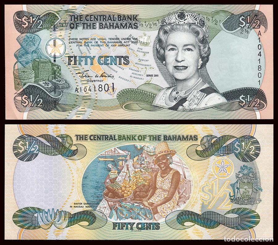 Billetes extranjeros: BILLETE BAHAMAS - 1/2 DOLAR - 2001 - PICK # 68 - CALIDAD PLANCHA