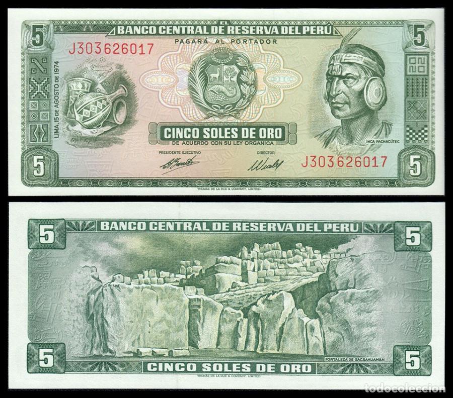 Billetes extranjeros: BILLETE PERU - 5 SOLES DE ORO - 1974 - PICK # 99c - CALIDAD PLANCHA