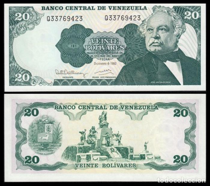 Billetes extranjeros: BILLETE VENEZUELA - 20 BOL&Iacute;VARES - 1992 - PICK # 63 - CALIDAD PLANCHA