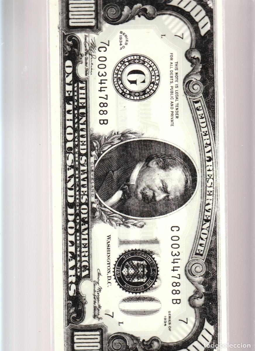 Billetes extranjeros: BILLETE DE MIL DOLARES: IMPRESION PLASTIFICADA PARA DECORACION - GRAN TAMA&Ntilde;O V&Eacute;ALO DE COLECCION